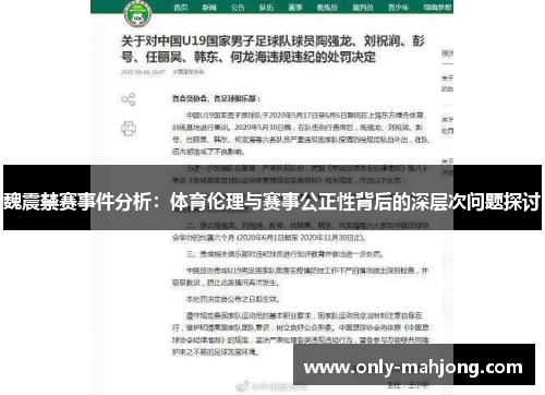 魏震禁赛事件分析：体育伦理与赛事公正性背后的深层次问题探讨